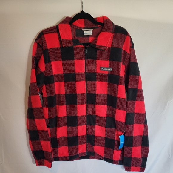 Men's Columbia Steens Mountain Printed Full-Zip Fleece Jacket Bufflo Plaid Print - Picture 2 of 8